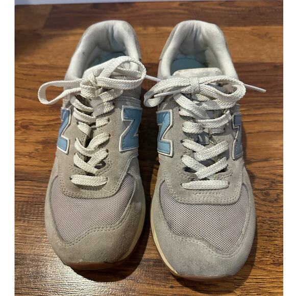 New Balance Women's 574 Suede Fashion Sneakers – Gray/Blue – Size 7.5 - Picture 3 of 9